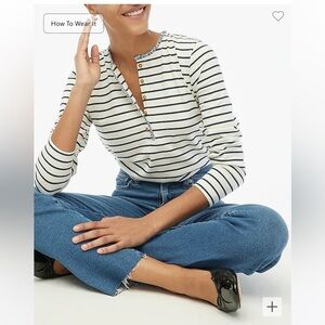 J Crew striped ruffle-collar henley.